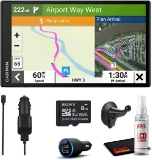 Garmin RV 795 RV Navigator GPS Portable Navigator for RVs with Touchscreen Display, Preloaded Maps with 8GB MicroSD Card, 6Ave Travel Bundle & Cleaning Kit