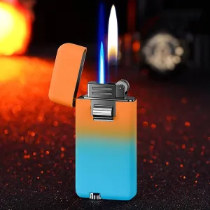 GAVIK Dual Flame Lighter, Butane Lighter, Windproof Lighter, switchable Soft Flame/Jet Flame Lighter, Adjustable Flame Suitable for Outdoor, Indoor, Collection, Men's Gifts (Color : B)
