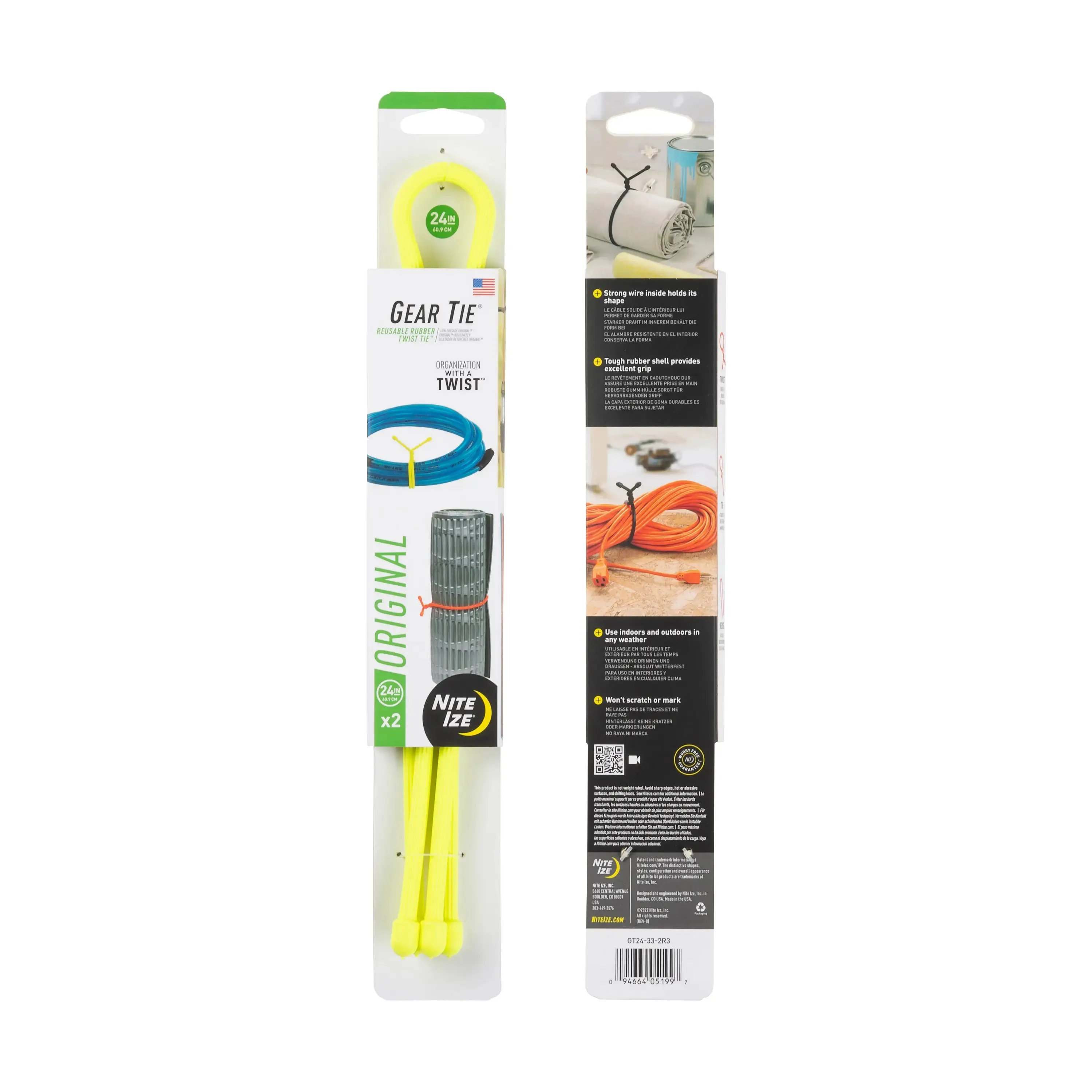 Gear Tie® Reusable Rubber Twist Tie™ 24 in. - 2 Pack