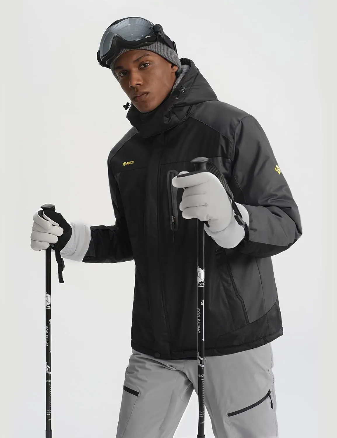 GEMYSE Men's Ski Snow Jacket Warm Winter Waterproof Coat Snowboard Rain Jacket Hooded Windproof Windbreaker