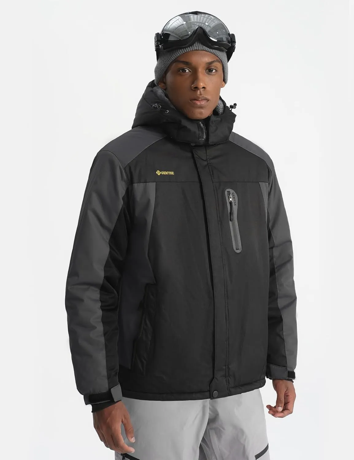 GEMYSE Men's Ski Snow Jacket Warm Winter Waterproof Coat Snowboard Rain Jacket Hooded Windproof Windbreaker