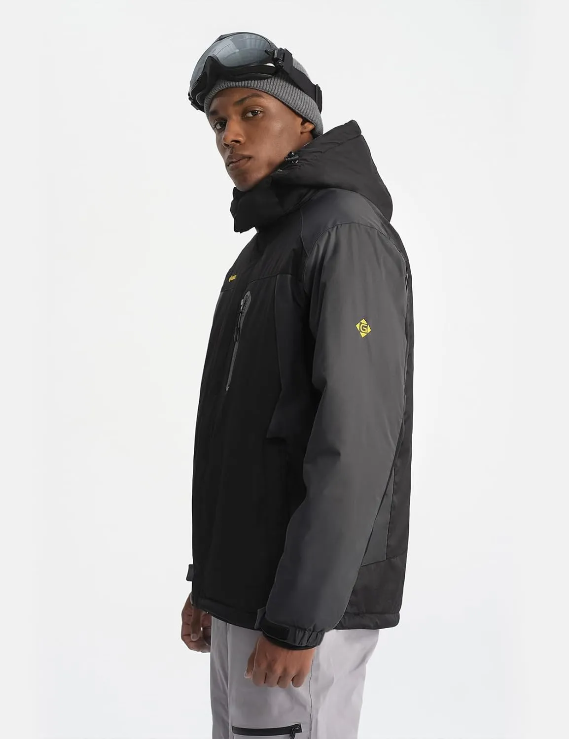 GEMYSE Men's Ski Snow Jacket Warm Winter Waterproof Coat Snowboard Rain Jacket Hooded Windproof Windbreaker