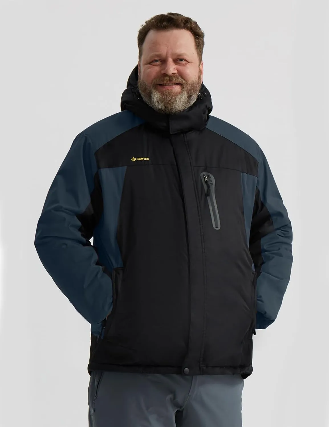 GEMYSE Men's Ski Snow Jacket Warm Winter Waterproof Coat Snowboard Rain Jacket Hooded Windproof Windbreaker