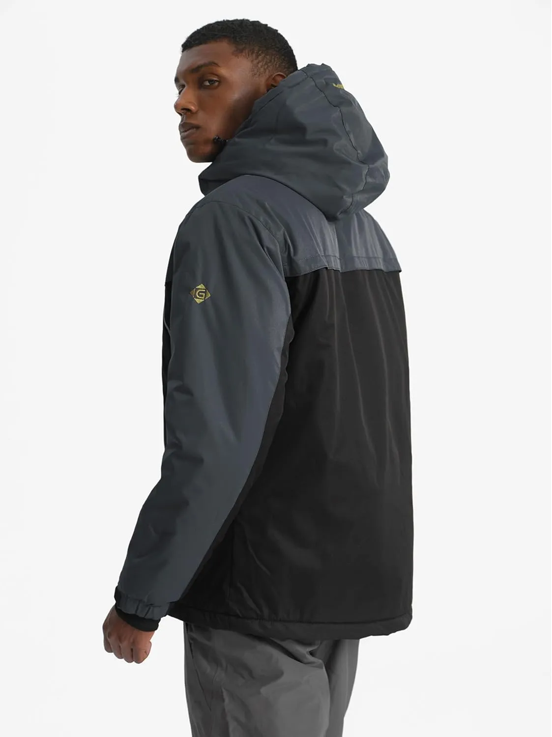 GEMYSE Men's Windproof Ski Jacket Warm Raincoats Snowboarding Hooded Parka With Multi-Pockets