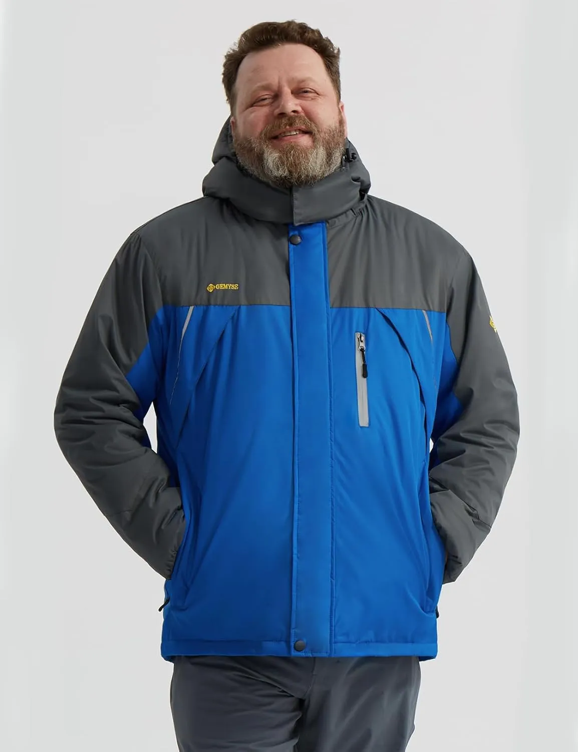 GEMYSE Men's Windproof Ski Jacket Warm Raincoats Snowboarding Hooded Parka With Multi-Pockets