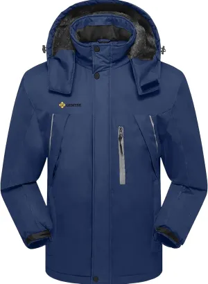 GEMYSE Men's Windproof Ski Jacket Warm Raincoats Snowboarding Hooded Parka With Multi-Pockets