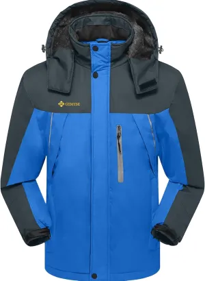 GEMYSE Men's Windproof Ski Jacket Warm Raincoats Snowboarding Hooded Parka With Multi-Pockets