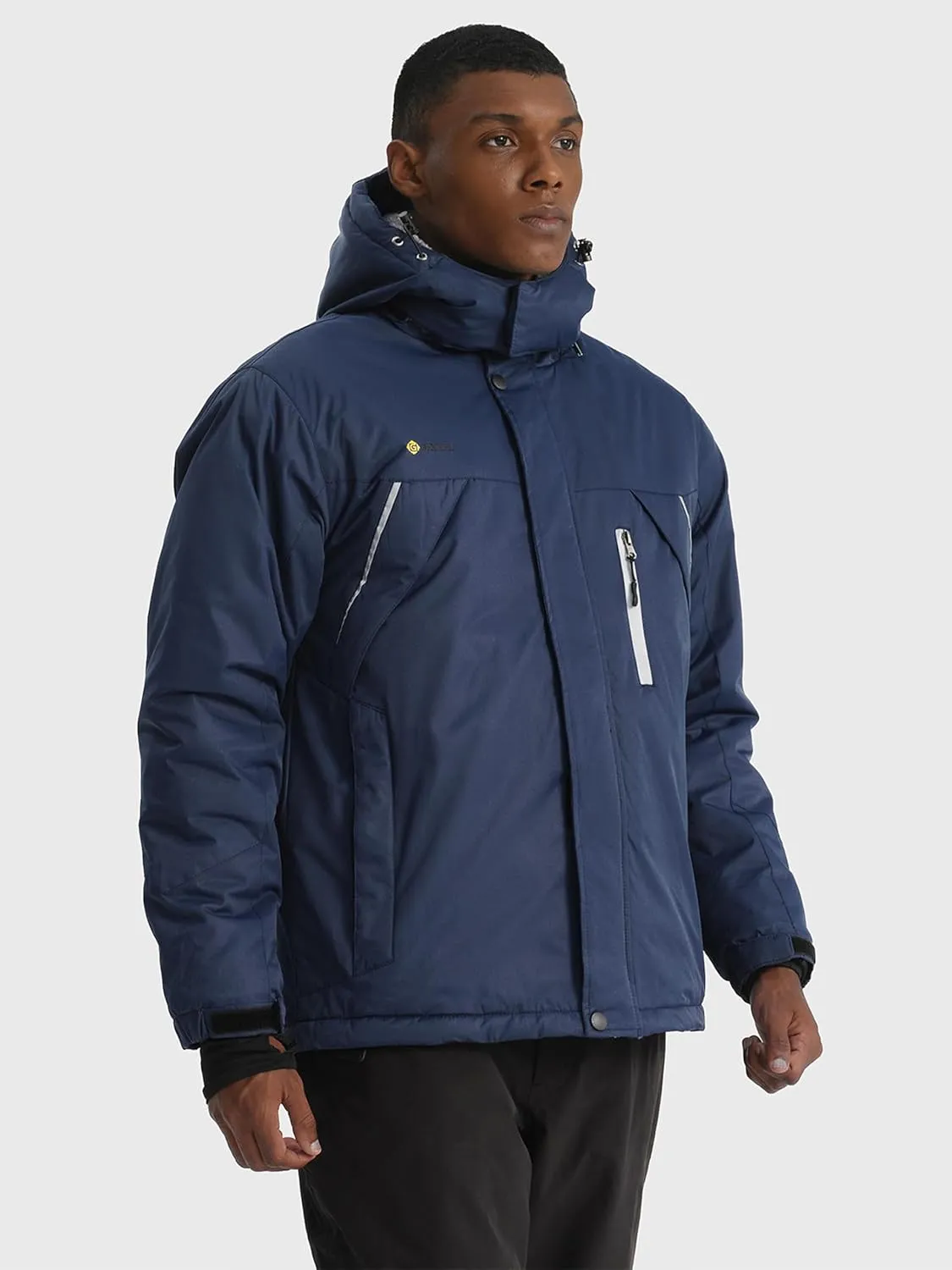 GEMYSE Men's Windproof Ski Jacket Warm Raincoats Snowboarding Hooded Parka With Multi-Pockets