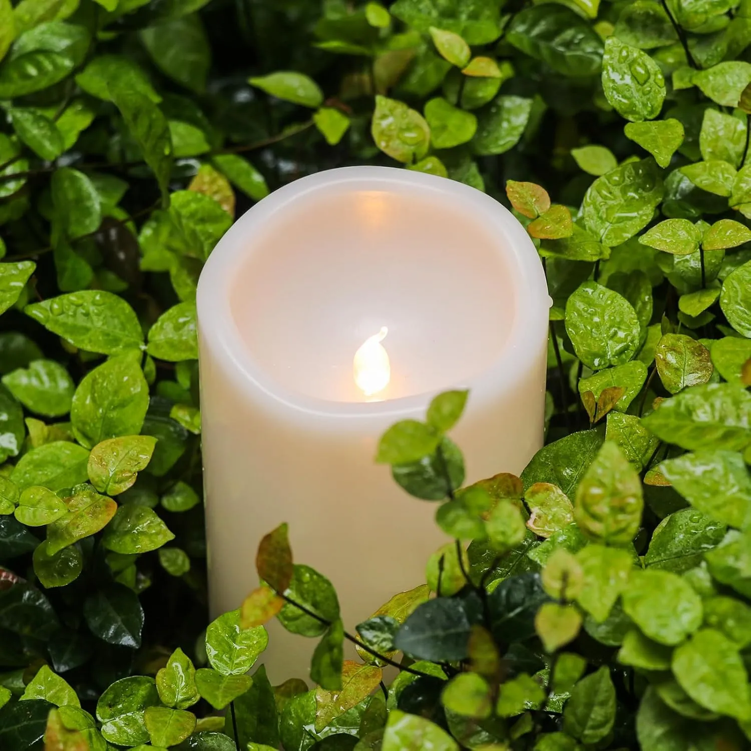 GenSwin 10” x 4” Waterproof Outdoor Flameless Candles Battery Operated with Remote Timer, Large Flickering LED Pillar Candles for Indoor Outdoor Lanterns, Won’t melt, Long-Lasting(White, Set of 2)