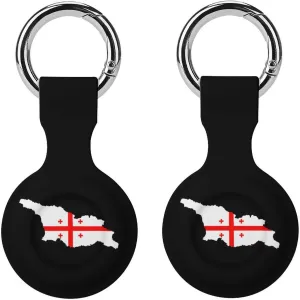 Georgias National Map Flag Compatible with AirTag Holder Waterproof Silicone Shell Protective Case with Metal Keychain