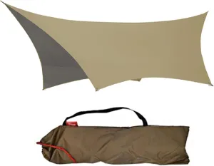 GIBZ Camping Tent Tarp Shelter Waterproof Windproof Lightweight Durable Rainfly Shelter for Snow Beach Camping Outdoor Travel Brown 360×420cm