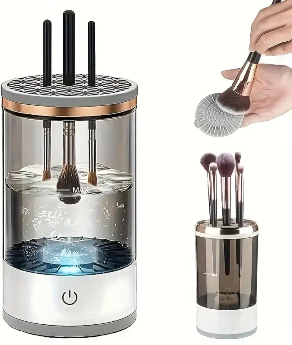 Gnng Electric Makeup Brush Cleaner Machine, Cosmetic Brush Cleaner, Automatic Spinning Rinse, Makeup Brush Cleaner - Valentine Gift for Her