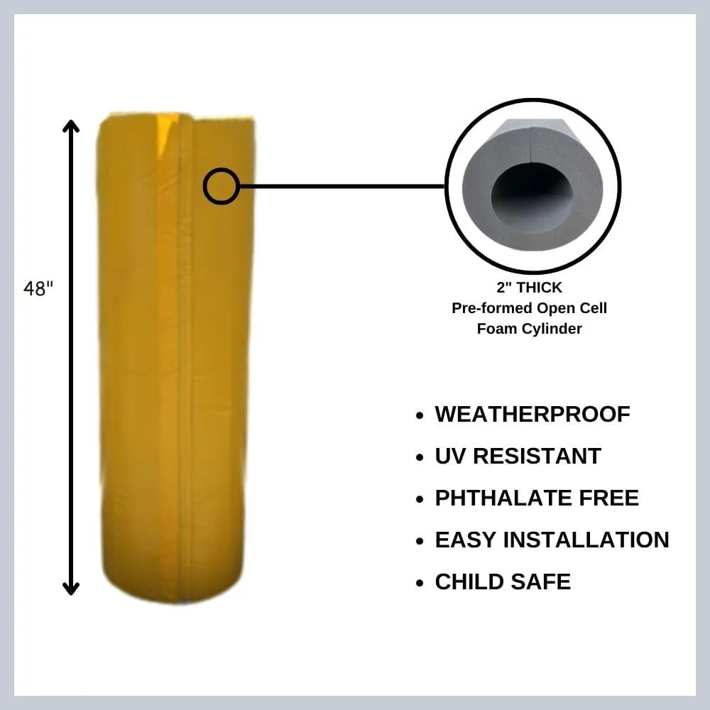 Goal Post Pad, 4 FT Tall, 2” Thick Foam, Hook/Loop Closure, Indoor/Outdoor, Weatherproof, UV-Resistant