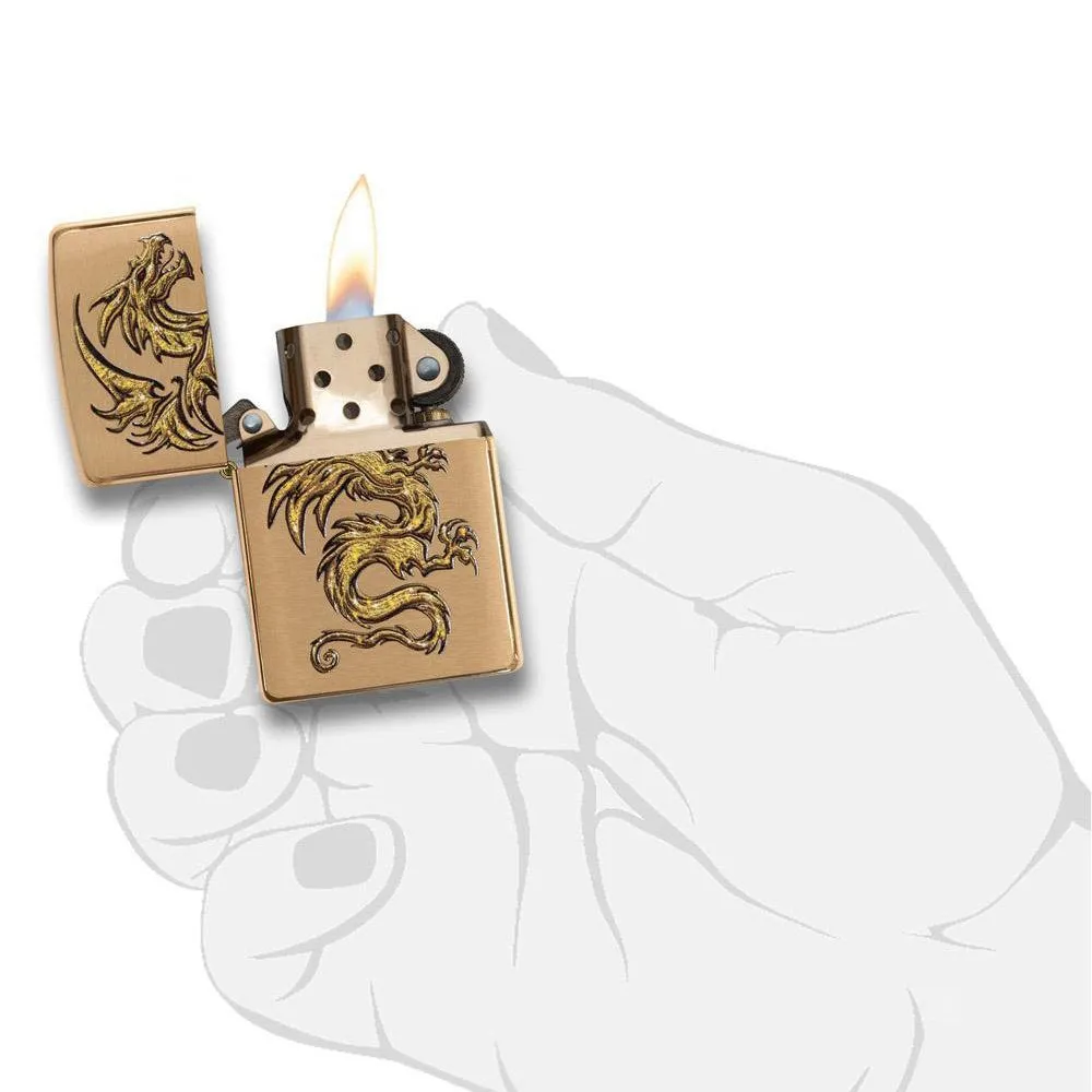Gold Dragon Tribal Design Zippo Lighter