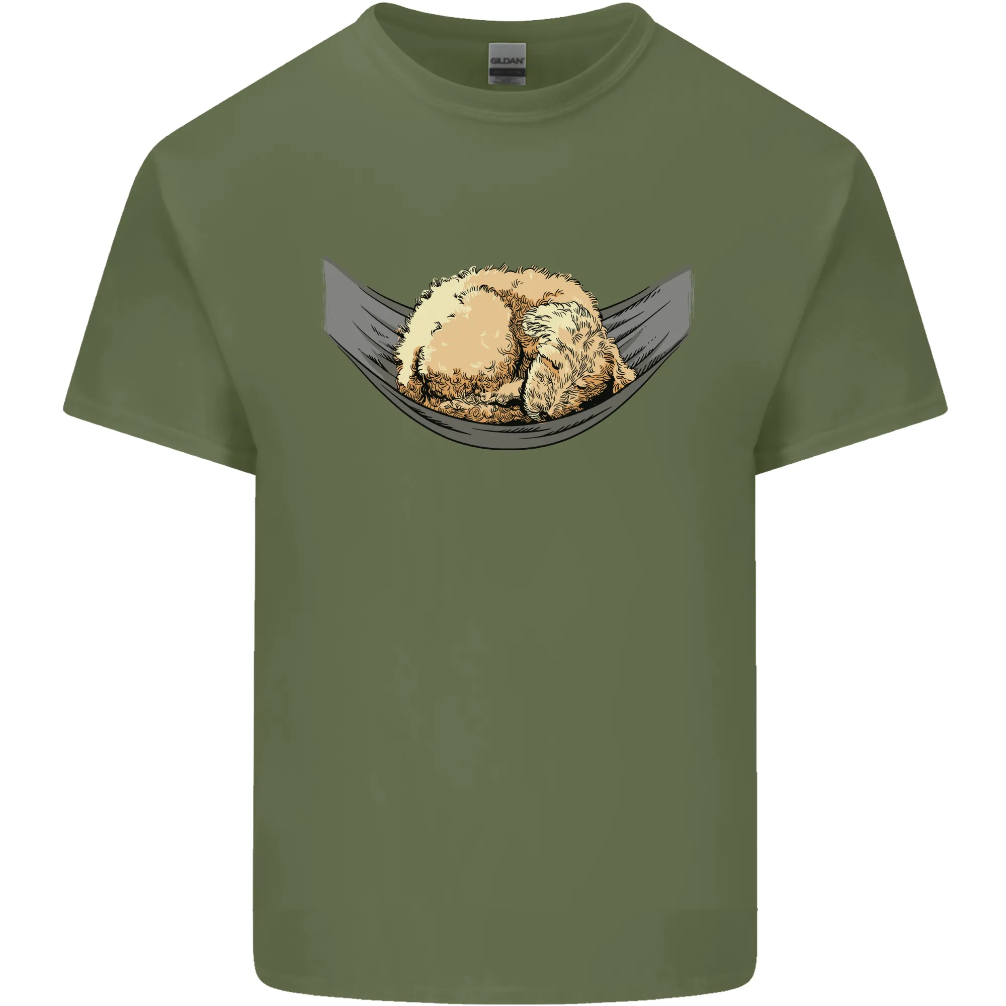 Goldendoodle on a Hammock Dog Mens Light Cotton T-Shirt