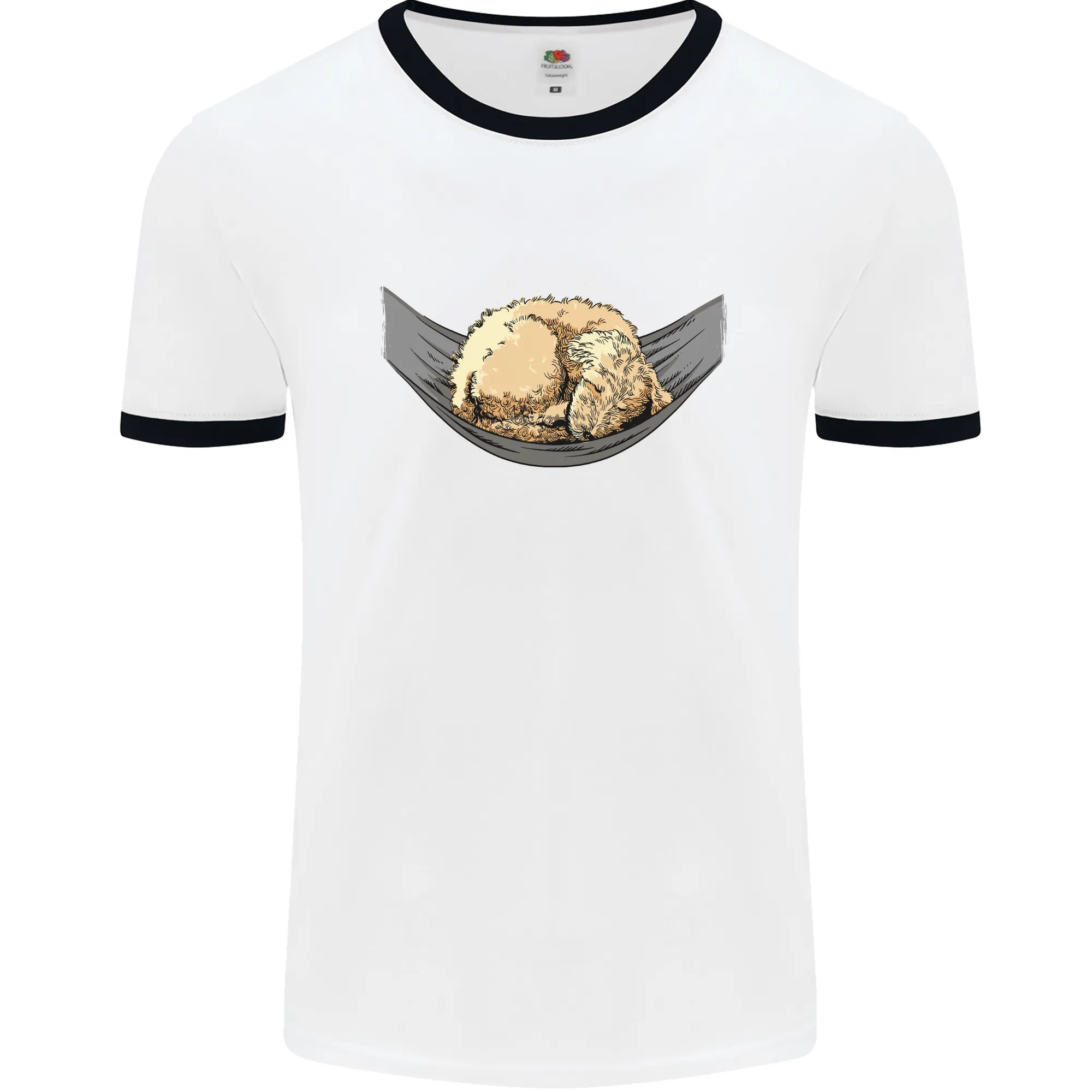 Goldendoodle on a Hammock Dog Mens Ringer T-Shirt
