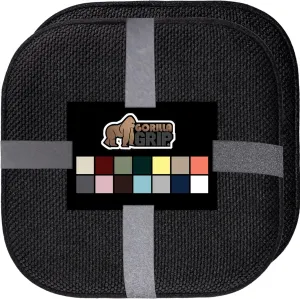 GORILLA GRIP Slip Resistant Chair Cushions, No Ties Required, Memory Foam Pads for Dining Room, Kitchen Table, Office, Rocking Chairs, Plush Seat Cover Cushion Pad, Home Decor, Set of 2 16x16, Black