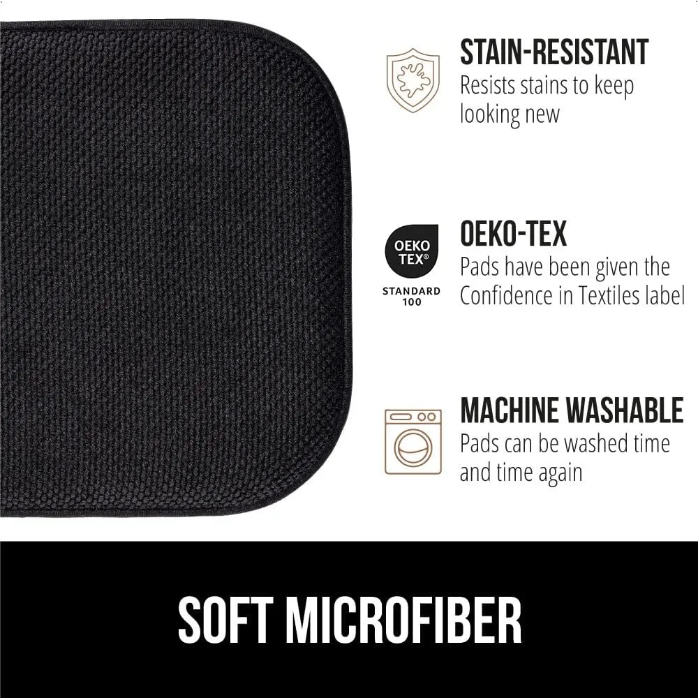 GORILLA GRIP Slip Resistant Chair Cushions, No Ties Required, Memory Foam Pads for Dining Room, Kitchen Table, Office, Rocking Chairs, Plush Seat Cover Cushion Pad, Home Decor, Set of 2 16x16, Black