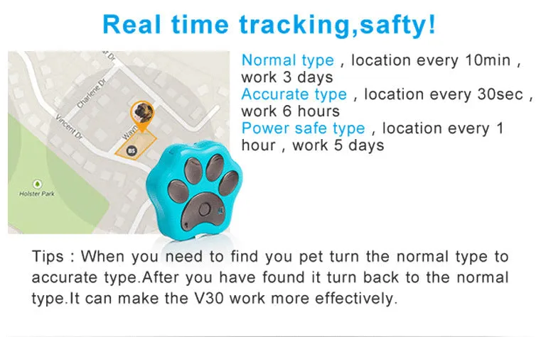 GPS Location Tracker for Pets with Fence Alarm