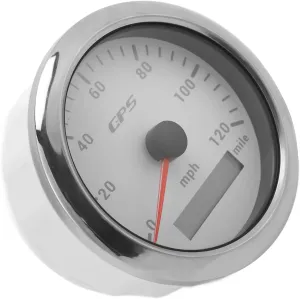 GPS Speedometer 85mm 3.35in Odometer 120MPH H IP67 Waterproof for Stepping Instruments (White)