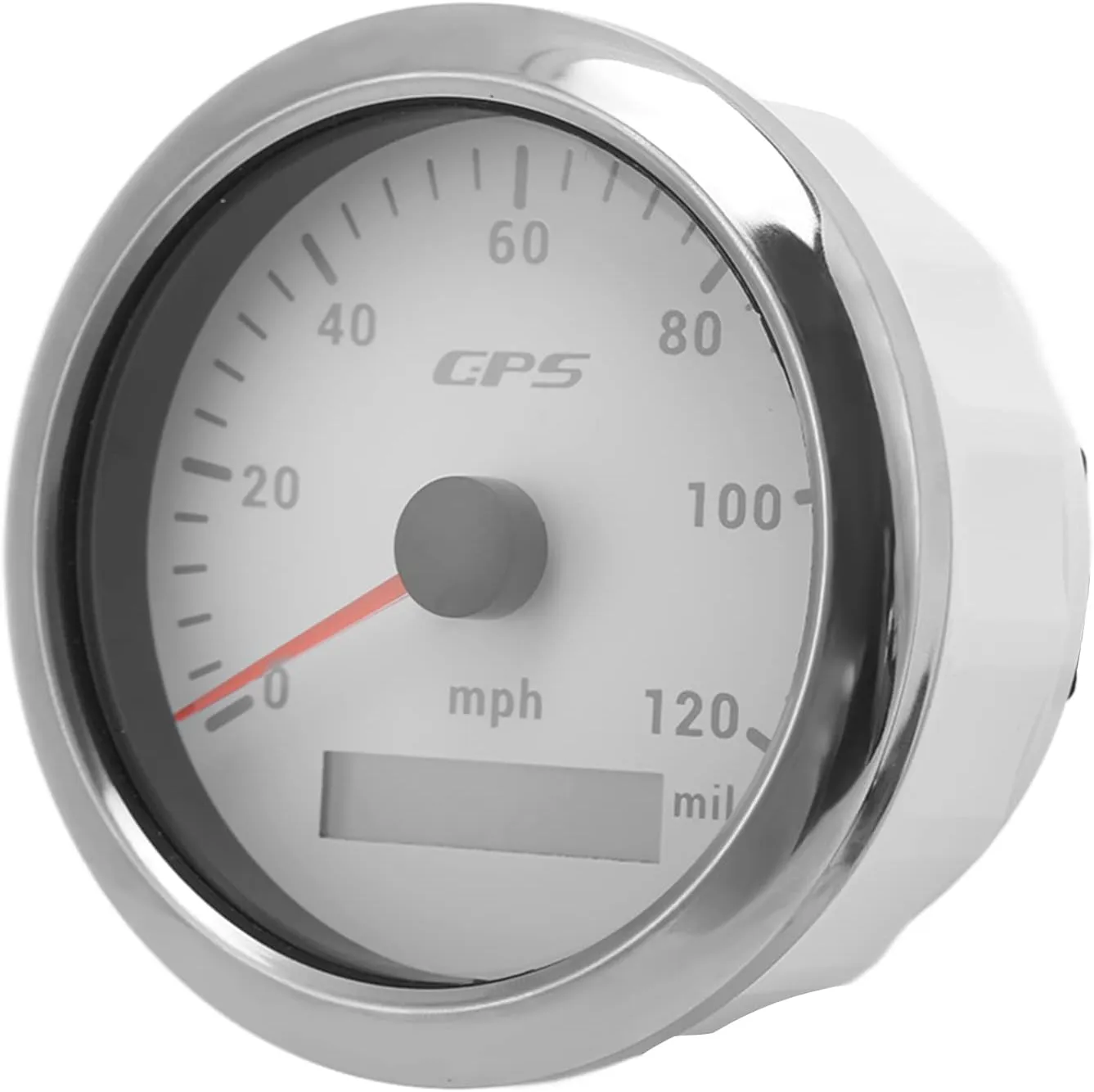 GPS Speedometer 85mm 3.35in Odometer 120MPH H IP67 Waterproof for Stepping Instruments (White)