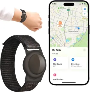 GPS Tracker for Kids iOS Only Real-Time Mini Locator Watch Band for Teens Special Needs and Elderly No Monthly Fee Hidden Tracking Device Works with Apple Find My