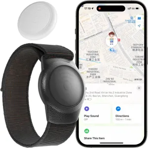 GPS Tracker for Kids, Teen, Special Needs, and Elderly, Works with Find My (iOS Only) APP, Waterproof, No Monthly Fee (Black)