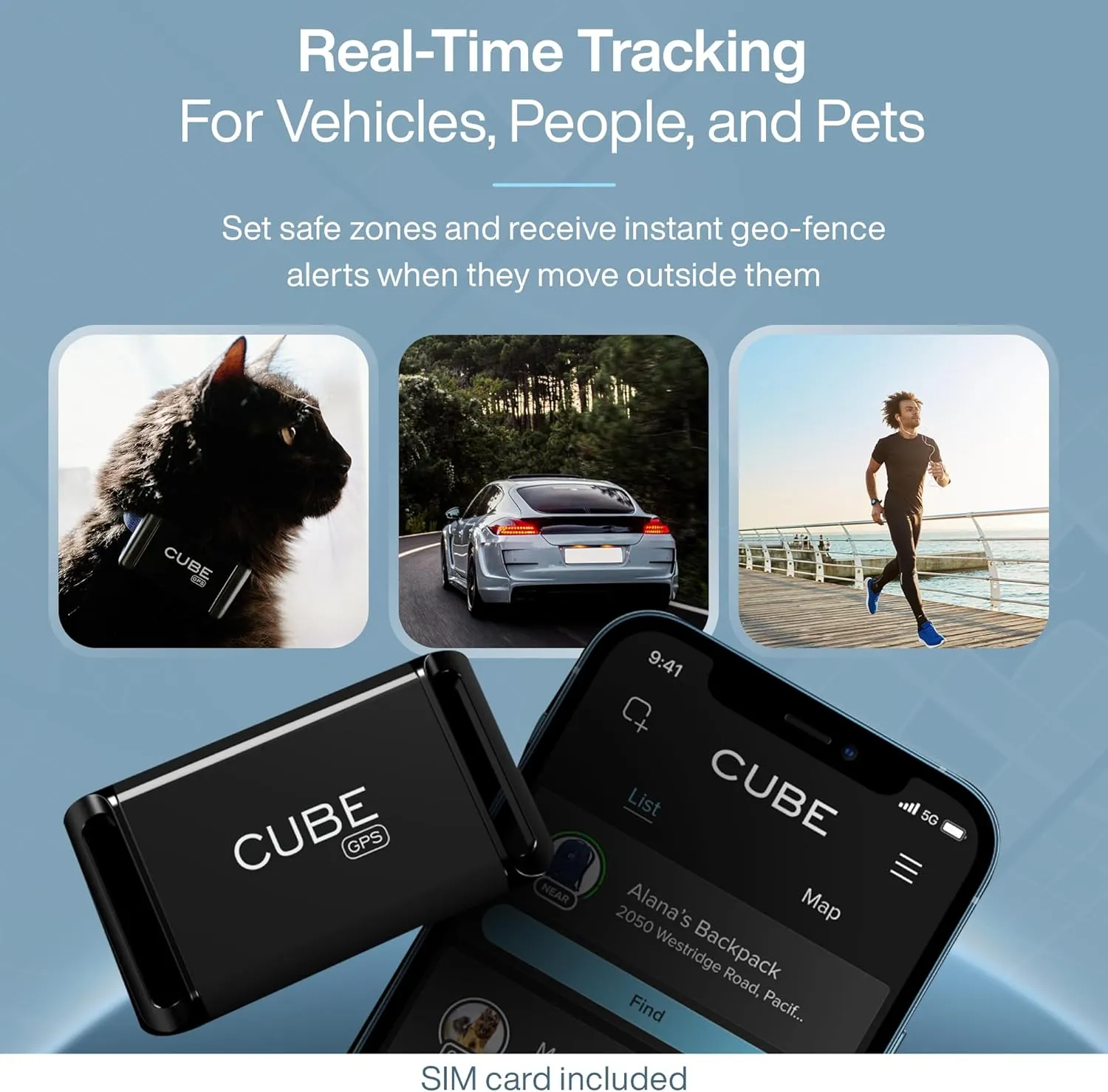 GPS Tracker for Vehicles Assets Kids, Mini GPS Trackers for Dogs, Car Tracker Device: Real Time Worldwide Location SOS Pings Geo-Fencing   Rechargeable Battery Requires Subscription