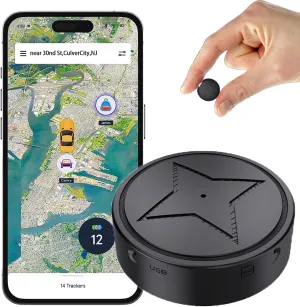 GPS Tracker for Vehicles, Strong Magnetic Car Vehicle Tracking Anti-Lost, No Monthly Fee, No Subscription, Multi-Function GPS Mini Locator with Free App, 2025 Upgraded