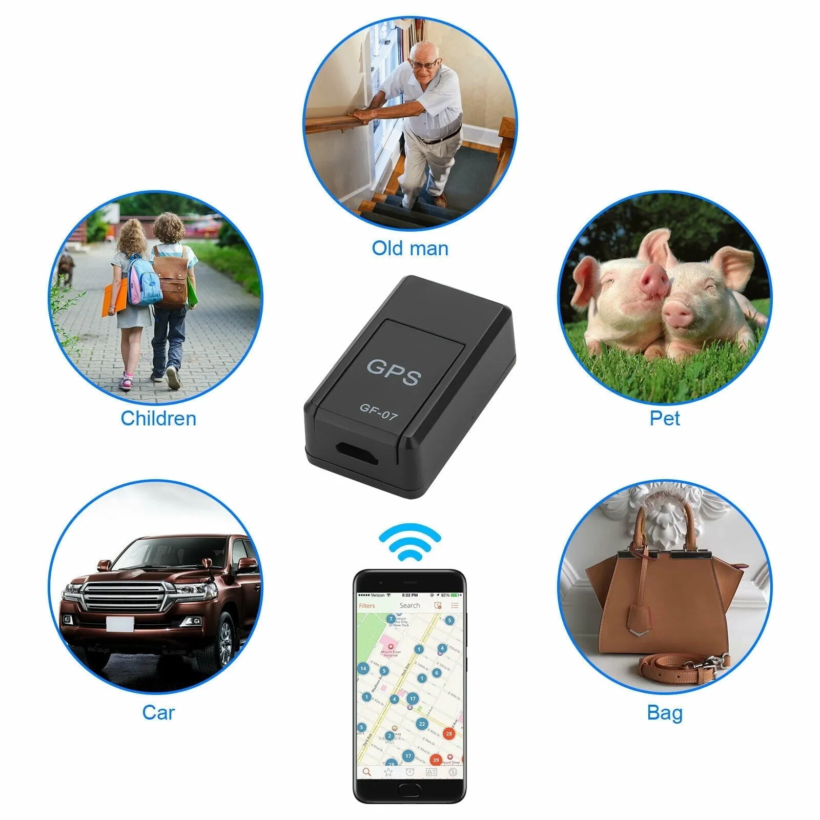 GPS Tracker with No Monthly Fee, Wireless Mini Portable Magnetic Tracker Hidden for Vehicle Anti-Theft / Teen Driving