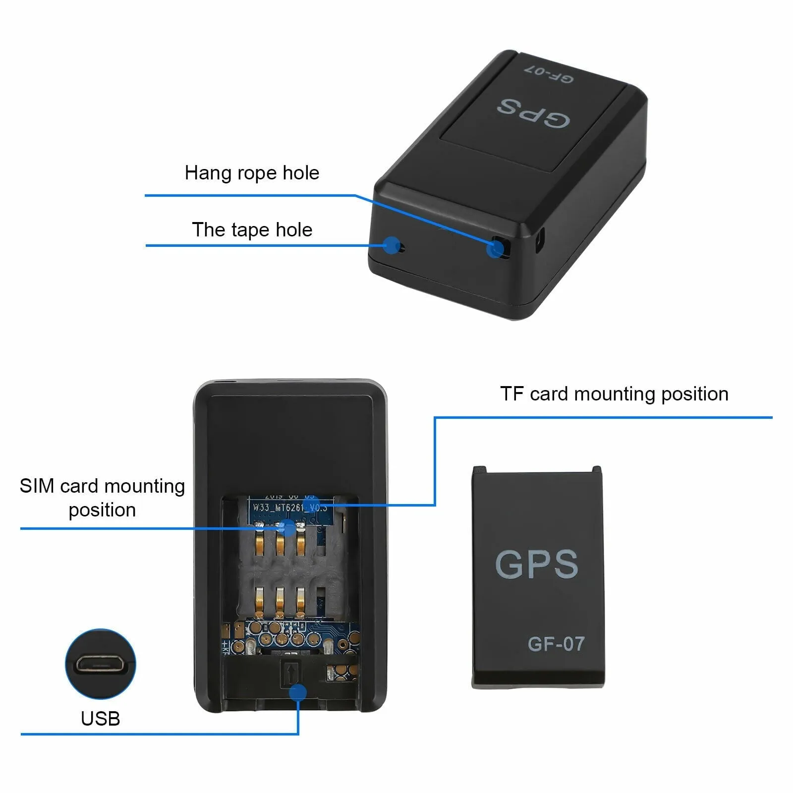 GPS Tracker with No Monthly Fee, Wireless Mini Portable Magnetic Tracker Hidden for Vehicle Anti-Theft / Teen Driving