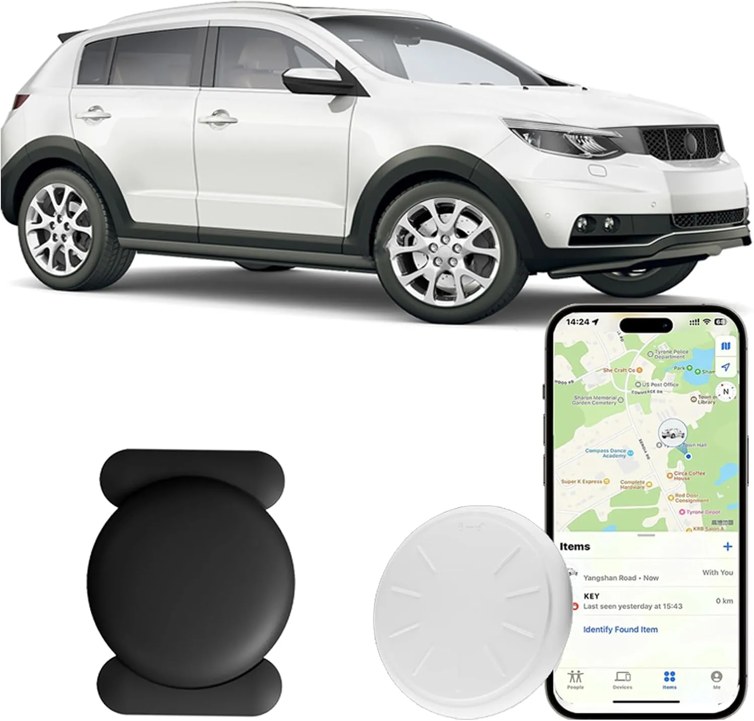 GPS Tracking Devices, 1PCS Tracker Device for Vehicles Work with Find My (iOS Only), Car Tracker Device Hidden with Magnetic Waterproof Case, No Monthly Fee GPS Tracker for Vehicles