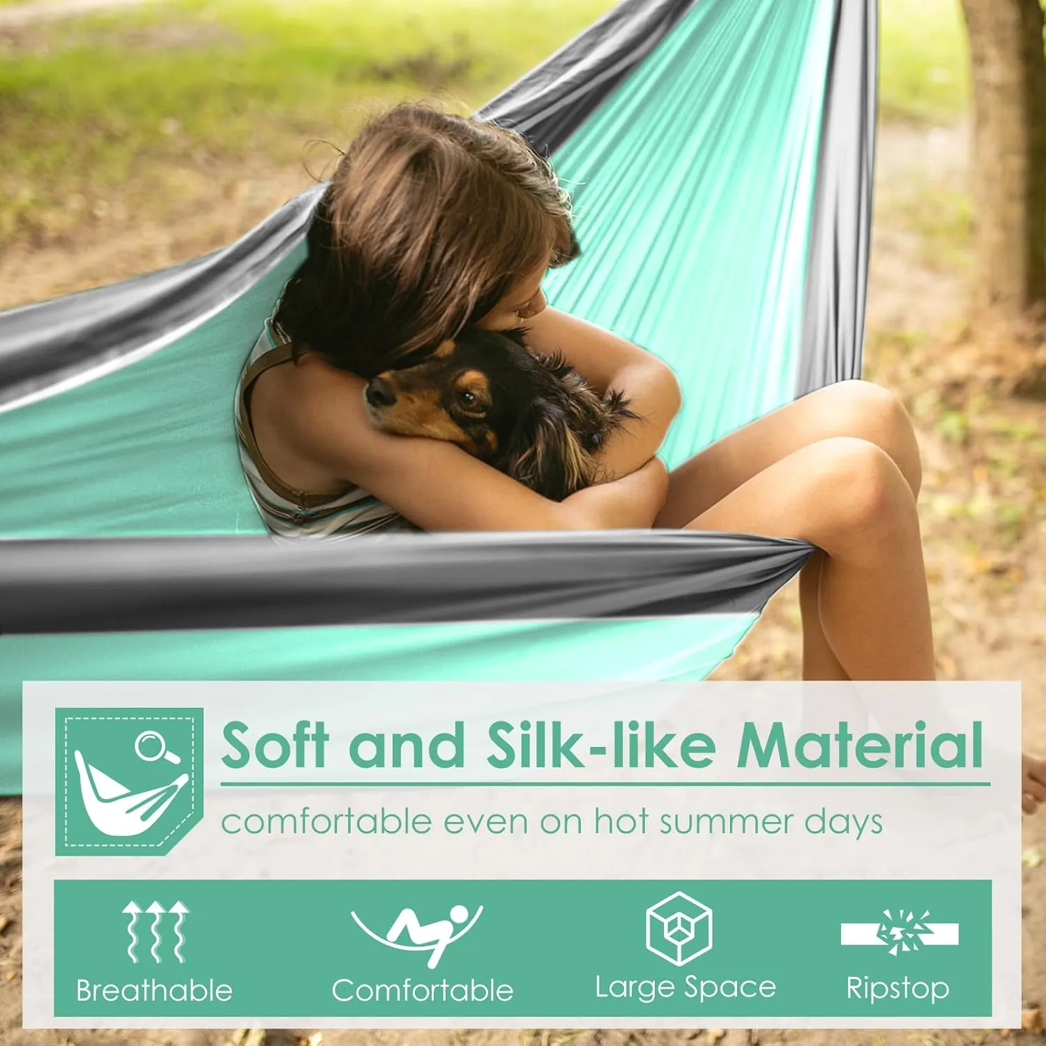GRASSMAN Kids Hammock-Small Camping hammocks, Portable Camping Gear for Child Indoor/Outdoor use, with Tree Straps & Carabiners Green & Grey