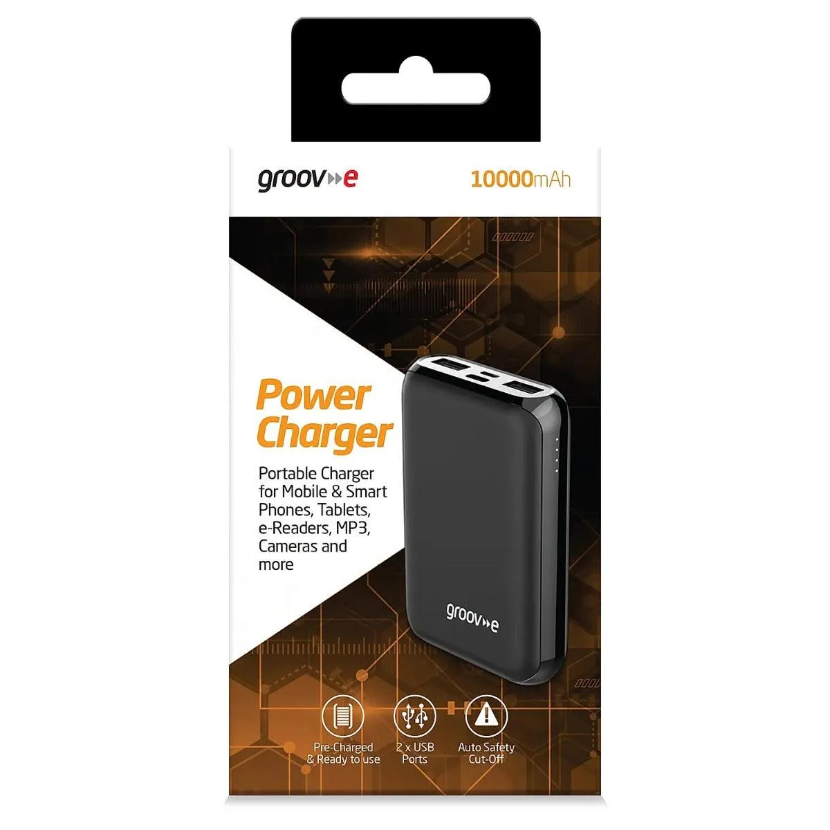 Groove-e 10,000mAh Portable USB Power Bank & Mobile Charger
