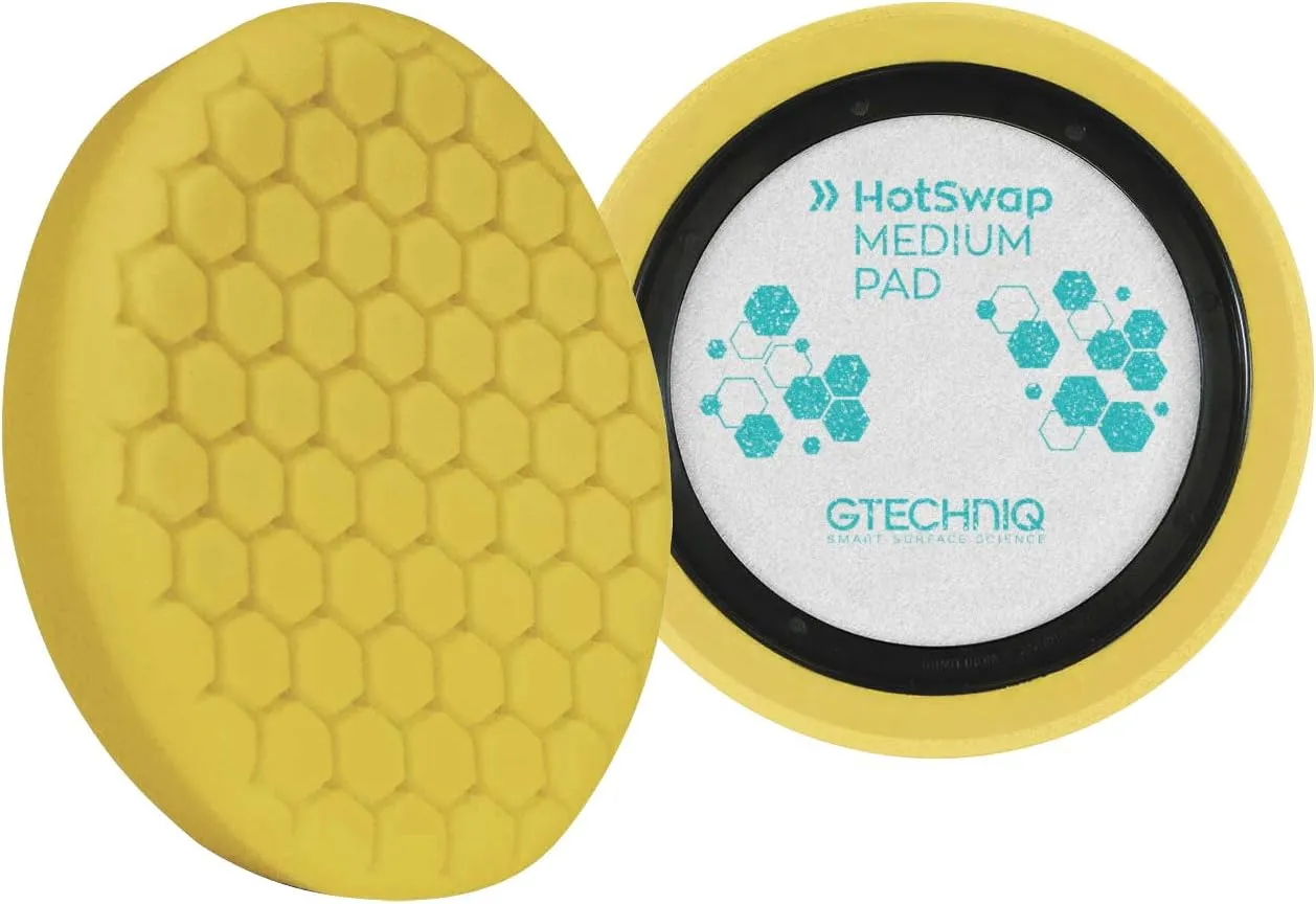 Gtechniq Hotswap Medium Pad - 6"/150mm Foam Cutting Pad - Curable Reticulated Medium Cut Foam - Vibration Minimizing Cutting Pad