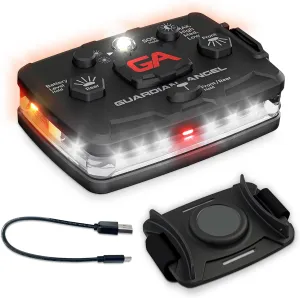 Guardian Angel Elite Series Safety Light, Beacon Device (White Front & Orange Rear) Rechargeable, Magnetic, Hands-Free Wearable, Mountable LED Light for Construction, Roadside, Towing, Industrial TEE