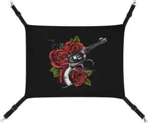 Guns and Rose Hanging Cat Bed Soft Breathable Pet Hammock for Cage Pet Sleeper for Kitten Ferret Puppy Rabbit