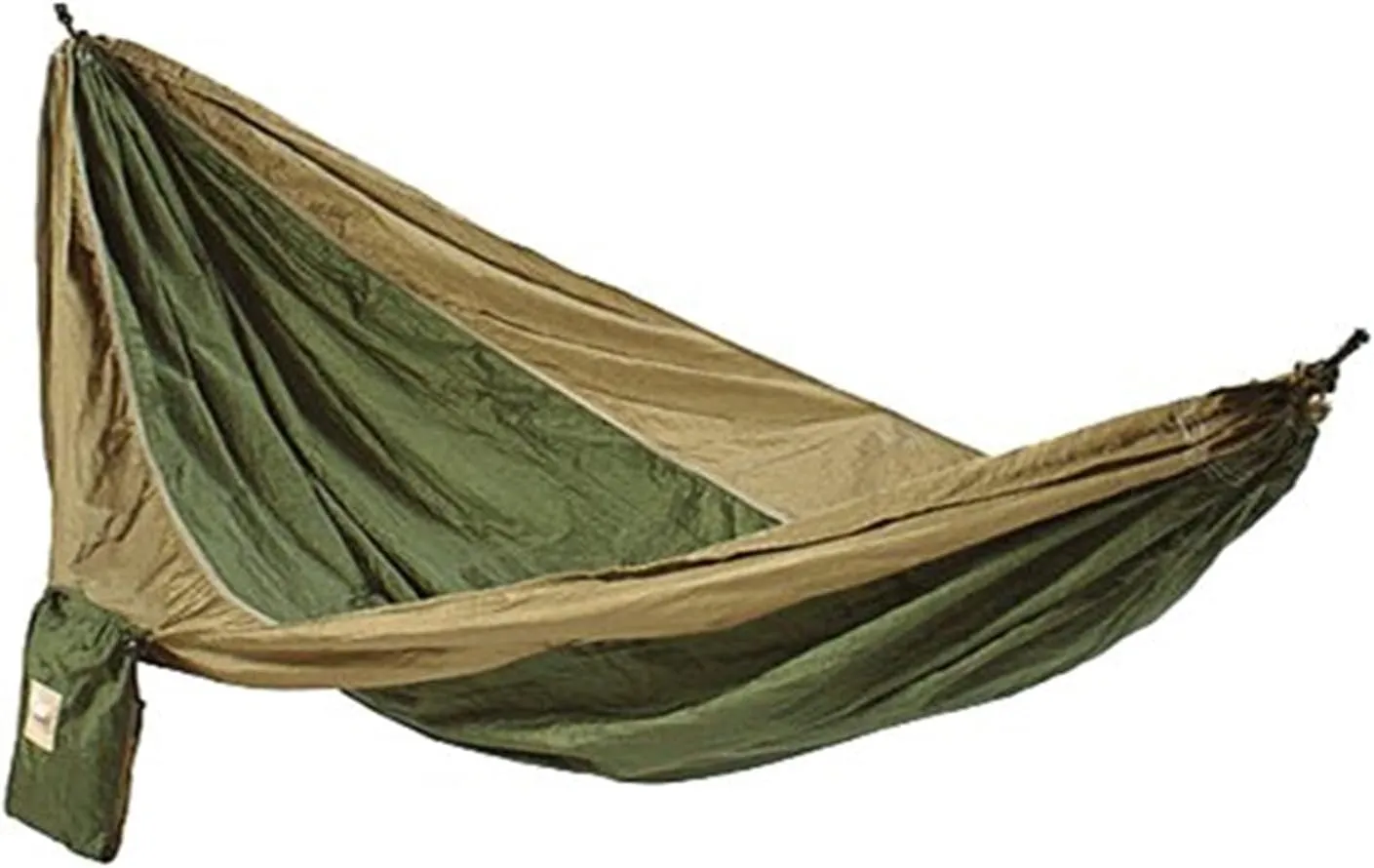 Hammaka Parachute Nylon Portable Double Hammock, Army Green / Brown