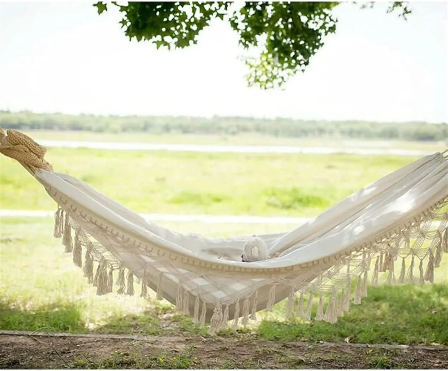 Hammock 200 * 150cm Travel Camping Hammock Durable Folding Hammock with Tassels Portable Hammock Camping for Indoor Portable Hammock