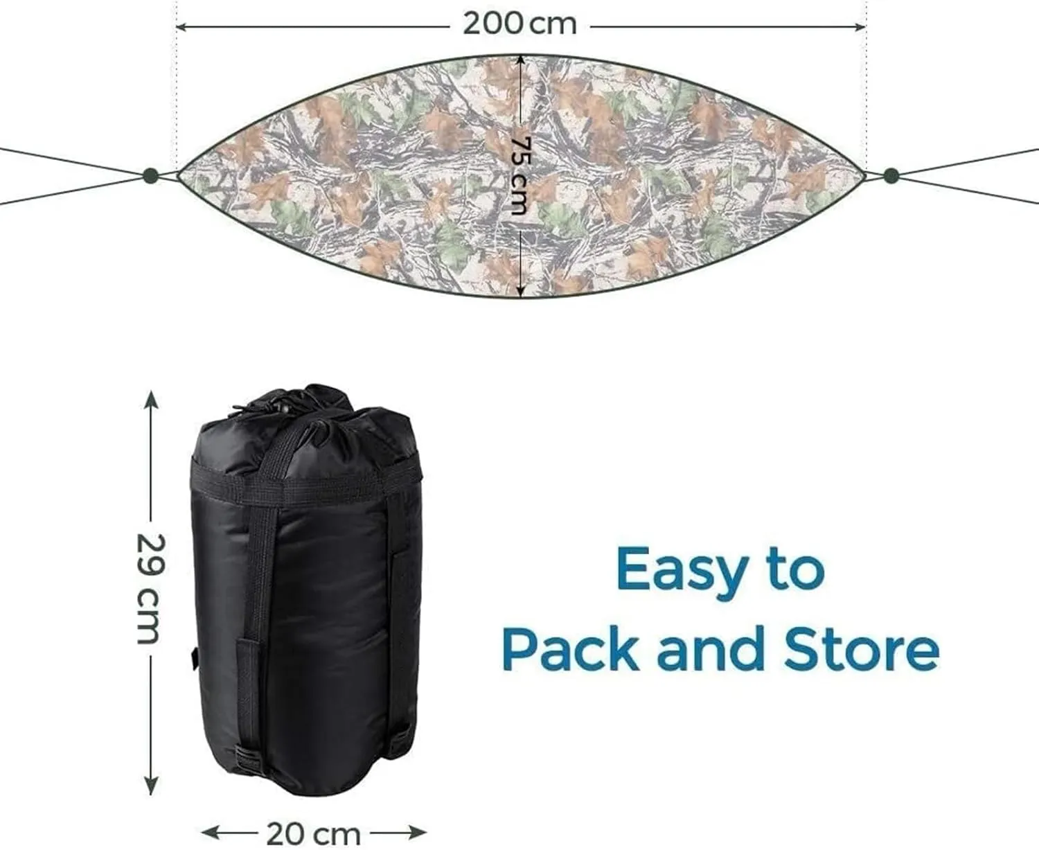 Hammock 200x75 Cm Camping Hammock Underquilt Under Quilt Blanket Ultra-Light Full Length Sleeping Bag Fits 0℃-15℃ Portable Hammock