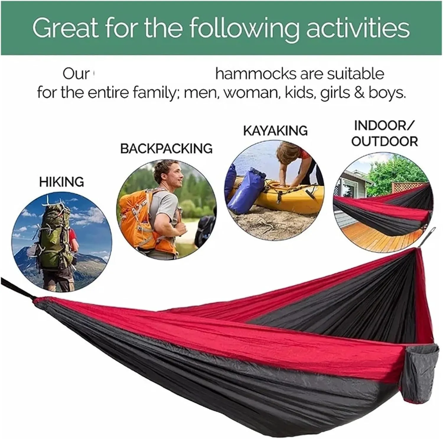 Hammock 300x200cm Portable Camping Tourist Parachute Cloth Hammocks Outdoor Garden Travel Sleeping Hanging Hammock Swing Nature Hike Lightweight(Style 2)