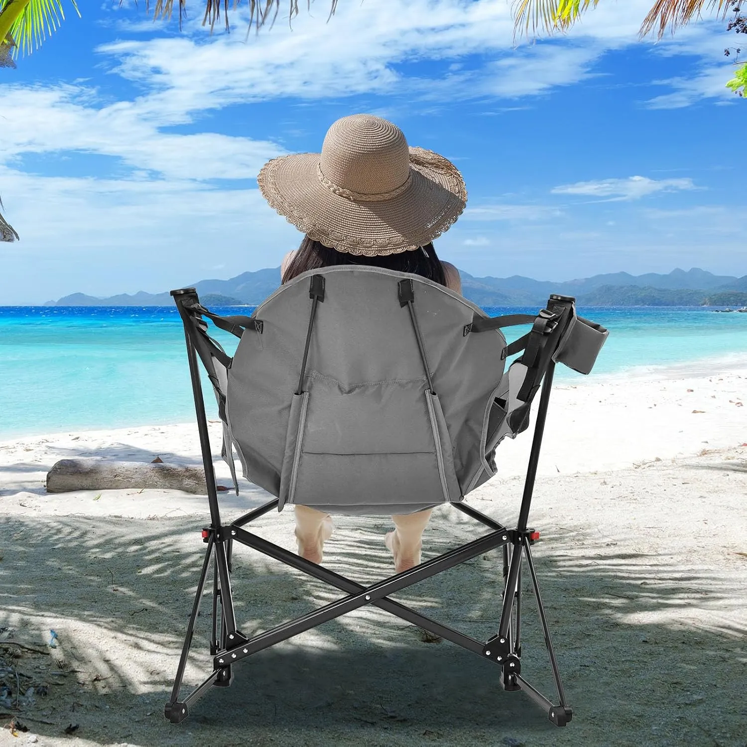 Hammock Camping Chair with Leg Rest,Lightweight Portable Outdoor Chair for Camping and Hiking, Supports 500lbs,Grey