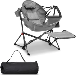 Hammock Camping Chair with Leg Rest,Lightweight Portable Outdoor Chair for Camping and Hiking, Supports 500lbs,Grey