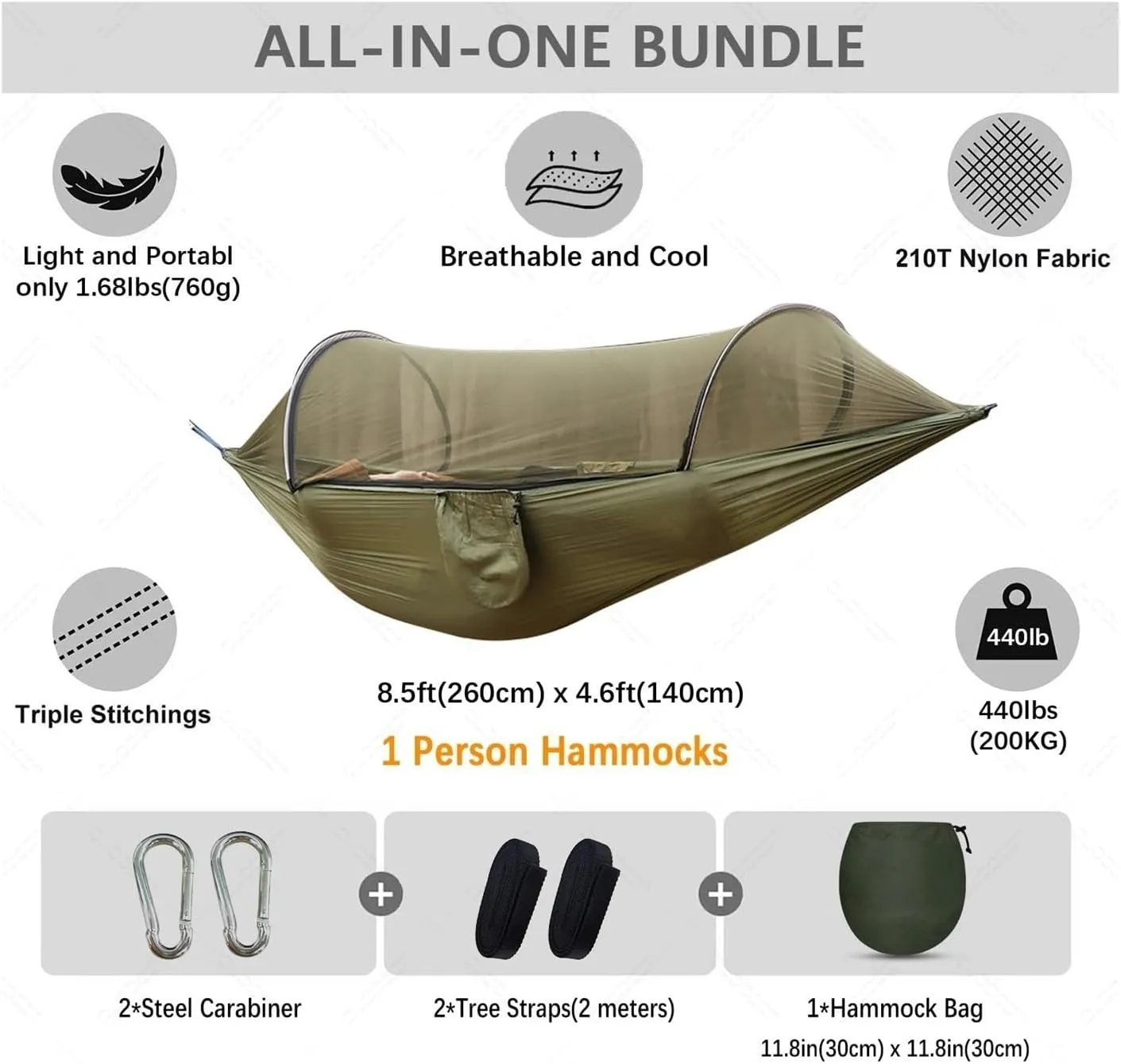 Hammock Camping Equipment Shelters Outdoor Garden Swings Furniture Survival Travel Garden Furniture Sets Hanging Hammock Mosquito Net Camping Essentials(Blue)