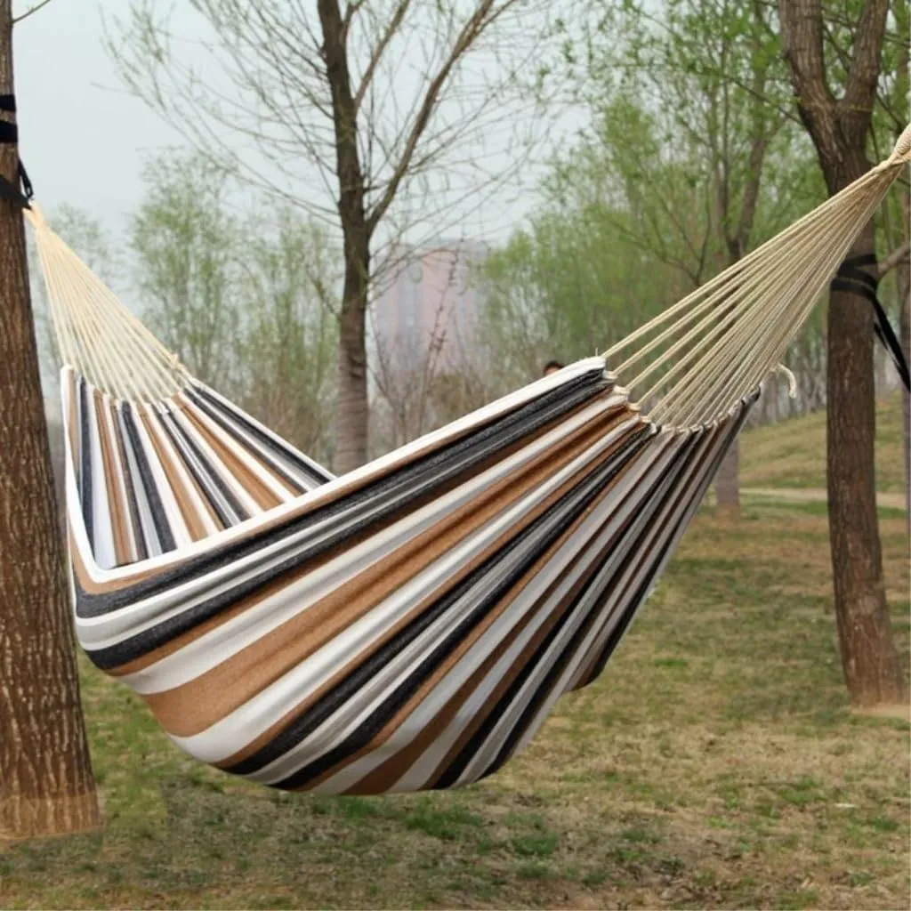 Hammock Double Anti-Rollover Camping Hammock Outdoor Dormitory Tree Hanging Bed Net Celebrity Hammock Outdoor Cradle Hammock Outdoor(White,C)