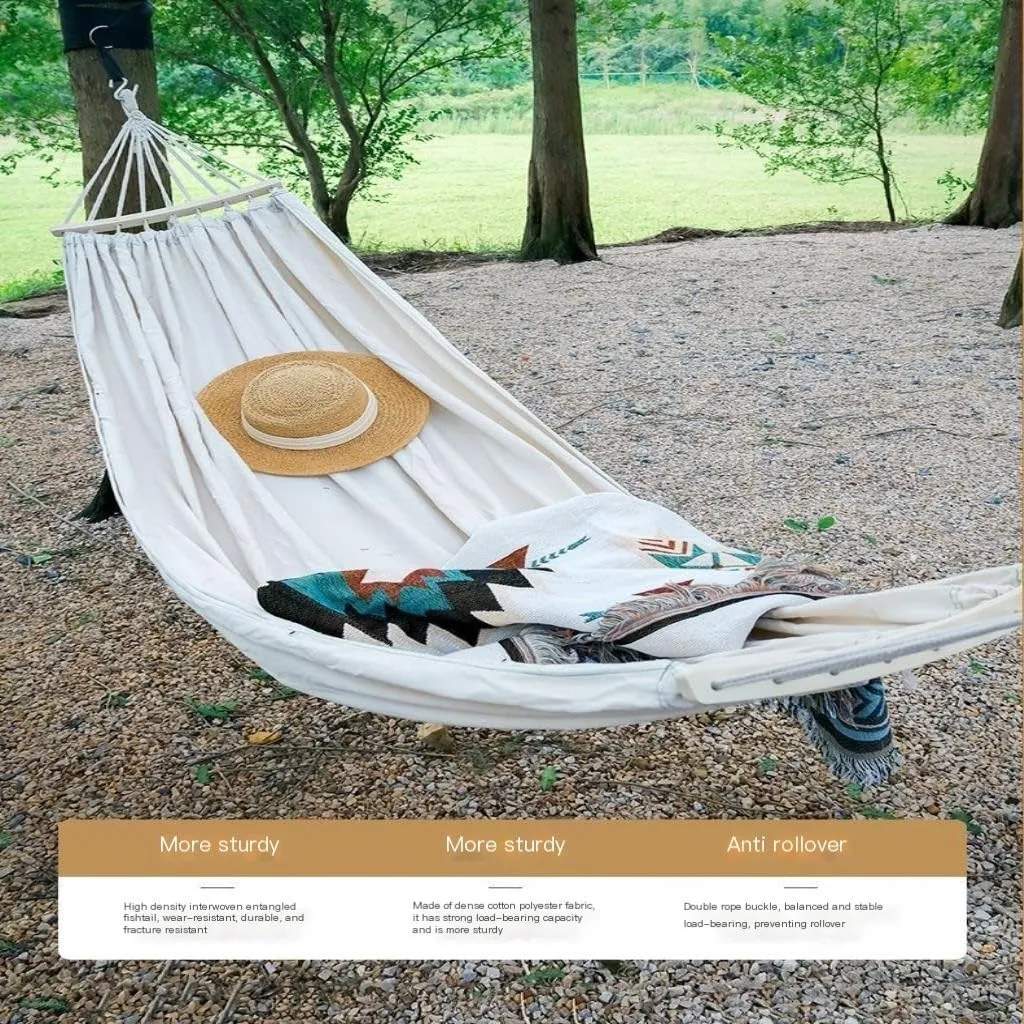 Hammock Double Anti-Rollover Camping Hammock Outdoor Dormitory Tree Hanging Bed Net Celebrity Hammock Outdoor Cradle Hammock Outdoor(White,C)