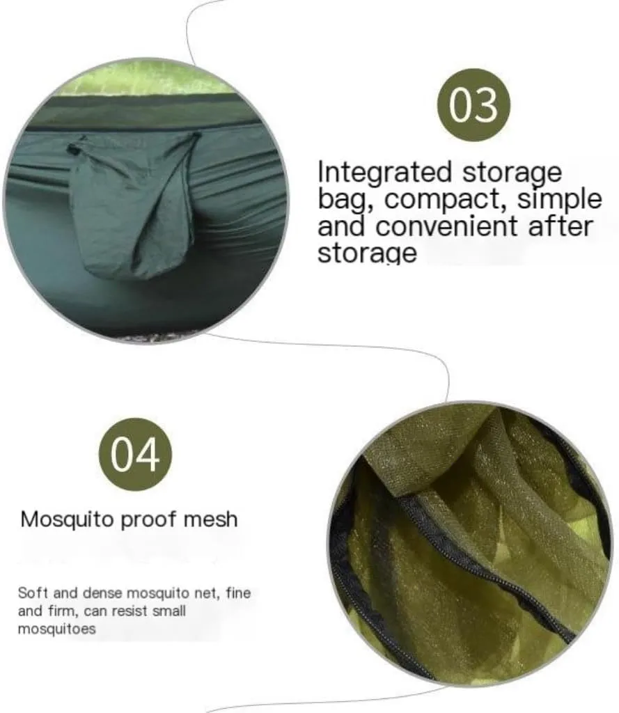Hammock Double Canopy Mosquito Net Hammock Set Tent Parachute Cloth Camping Automatic Anti-Mosquito Mosquito Net Hammock Hammock Outdoor(Orange)