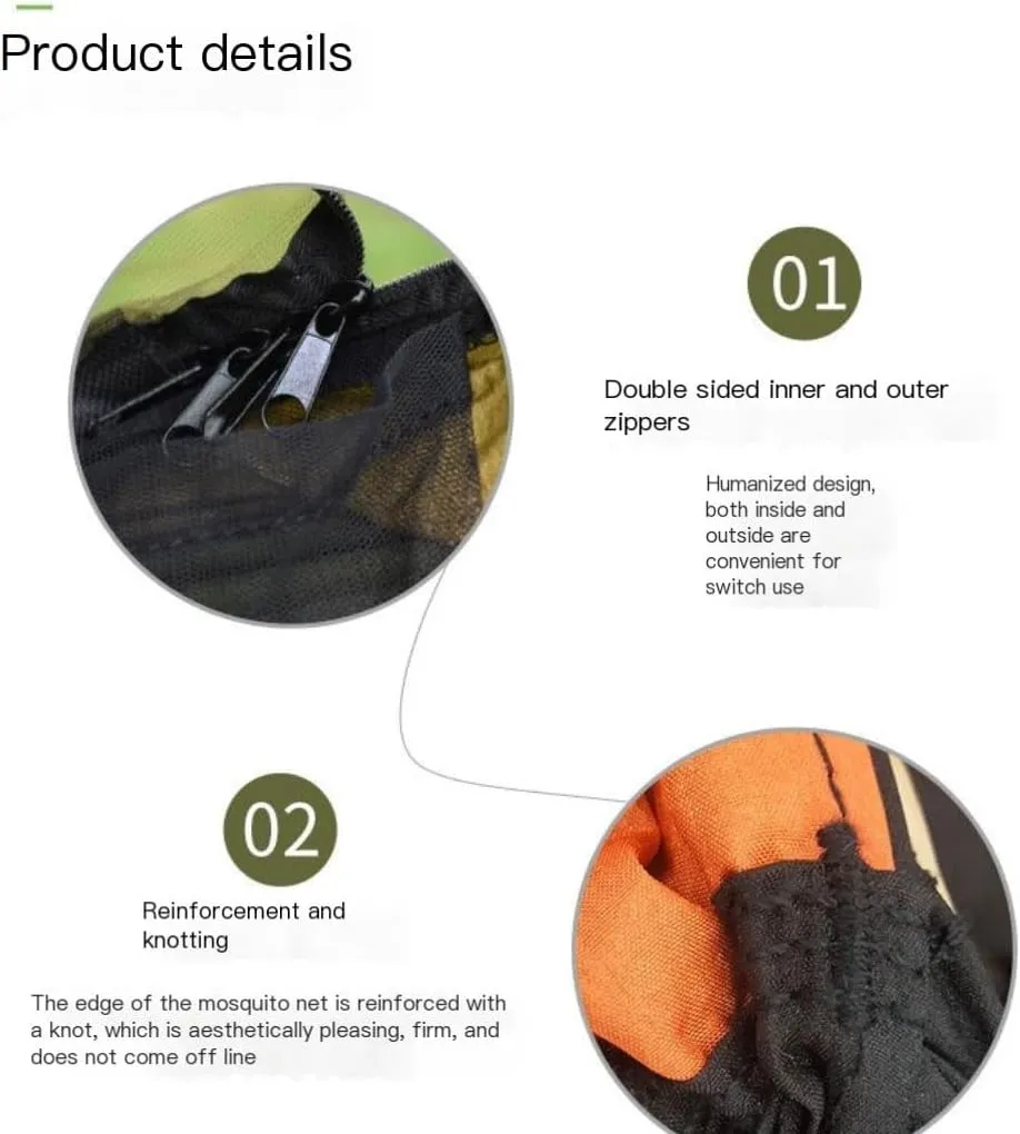 Hammock Double Canopy Mosquito Net Hammock Set Tent Parachute Cloth Camping Automatic Anti-Mosquito Mosquito Net Hammock Hammock Outdoor(Orange)