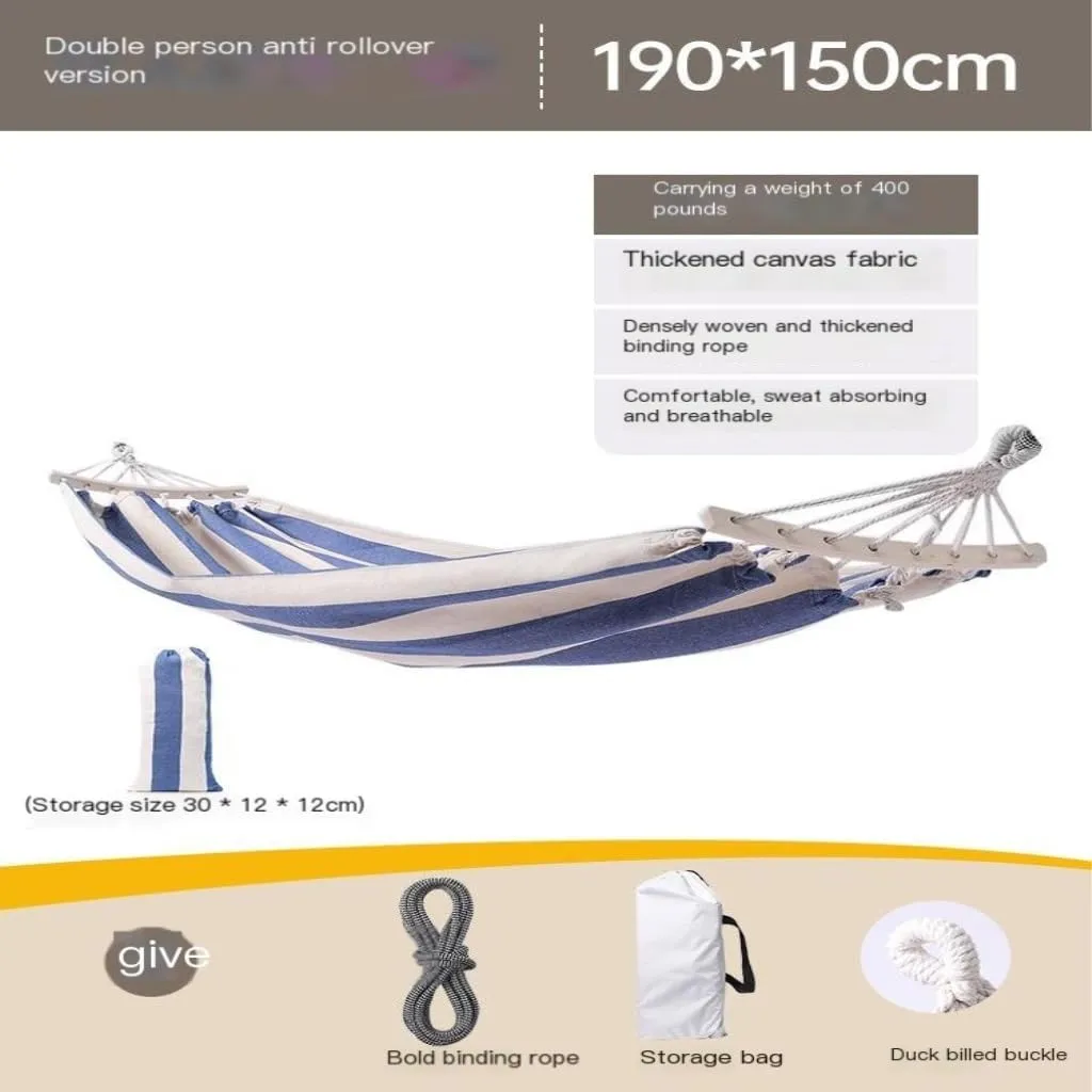 Hammock Double Danshuang Human Hammock Outdoor Swing Outdoor Anti-Rollover Hanging Chair Dormitory Indoor Camping Picnic Hammock Outdoor(G)
