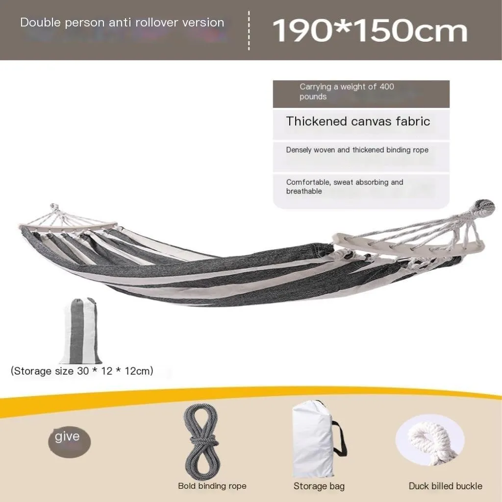 Hammock Double Danshuang Human Hammock Outdoor Swing Outdoor Anti-Rollover Hanging Chair Dormitory Indoor Camping Picnic Hammock Outdoor(G)